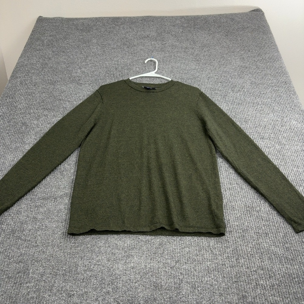 Artefact Sweater Men L Green Merino Wool Crew Neck Long Sleeve Minimalist Casual